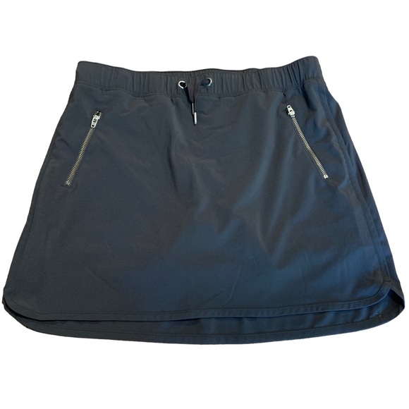 Athleta Dresses & Skirts - Athleta Black Skort Skirt Zipper Pockets Shorts Elastic Drawstring Waist Size S